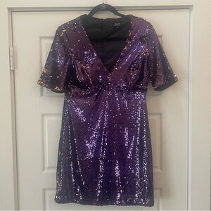 Bardot Two Tone Sequin Mini Dress in Purple and Gold Size 6 Small‎